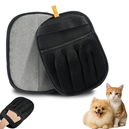 Neyakopaw Upgraded Electrostatic Pet Hair Remover, Five-Finger Reusable Gloves for Furniture, Clothing, Couch, Carpet and Car Seat (Black*2)
