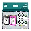 Cartuchos de tinta remanufacturados de repuesto para HP Ink 63 63XL compatibles con impresoras OfficeJet 3830 4650 4655 5255 5258 5200 Envy 4510 4520 DeskJet 1110 3630 (1 negro, 1 tricolor)
