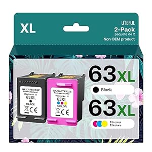 Cartuchos de tinta remanufacturados de repuesto para HP Ink 63 63XL compatibles con impresoras OfficeJet 3830 4650 4655 5255 5258 5200 Envy 4510 4520 DeskJet 1110 3630 (1 negro, 1 tricolor)