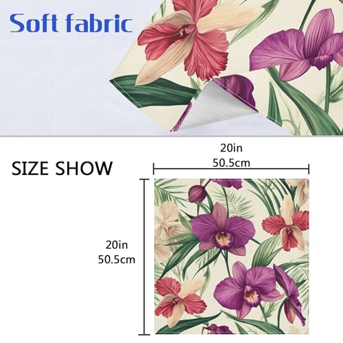 Servilletas de tela set de 6, flores exóticas orquídeas 20x20 in miniatura 6