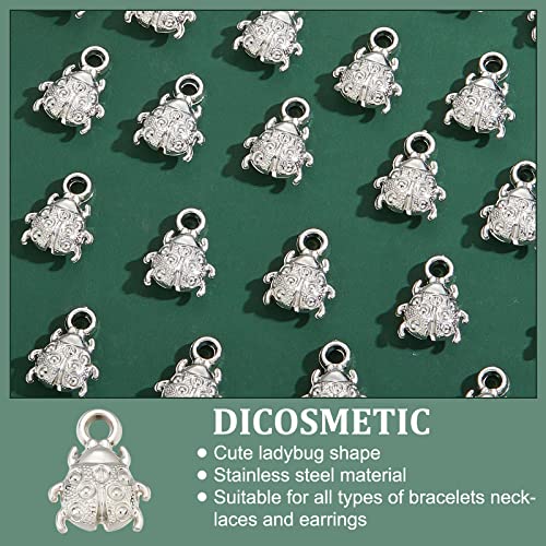 DICOSMETIC 100Pcs Ladybug Charms Animal Theme Charm Fly Insect Pendant Flying Ladybirds Insect Charms Platinum ABS Plastic Charm for Bracelet Necklace Earring DIY Jewelry Craft Making - Image 4