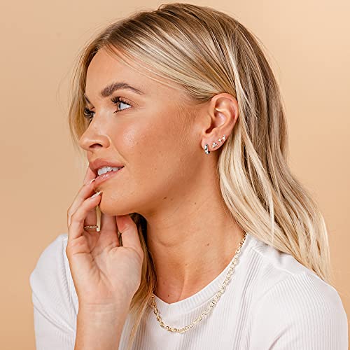 Image of PAVOI 14K Gold Plated Chunky Huggies Earrings for Women - 925 Sterling Silver Posts Small Gold Huggie Hoop Earrings - Ultra Thick Hoops Trendy Jewelry