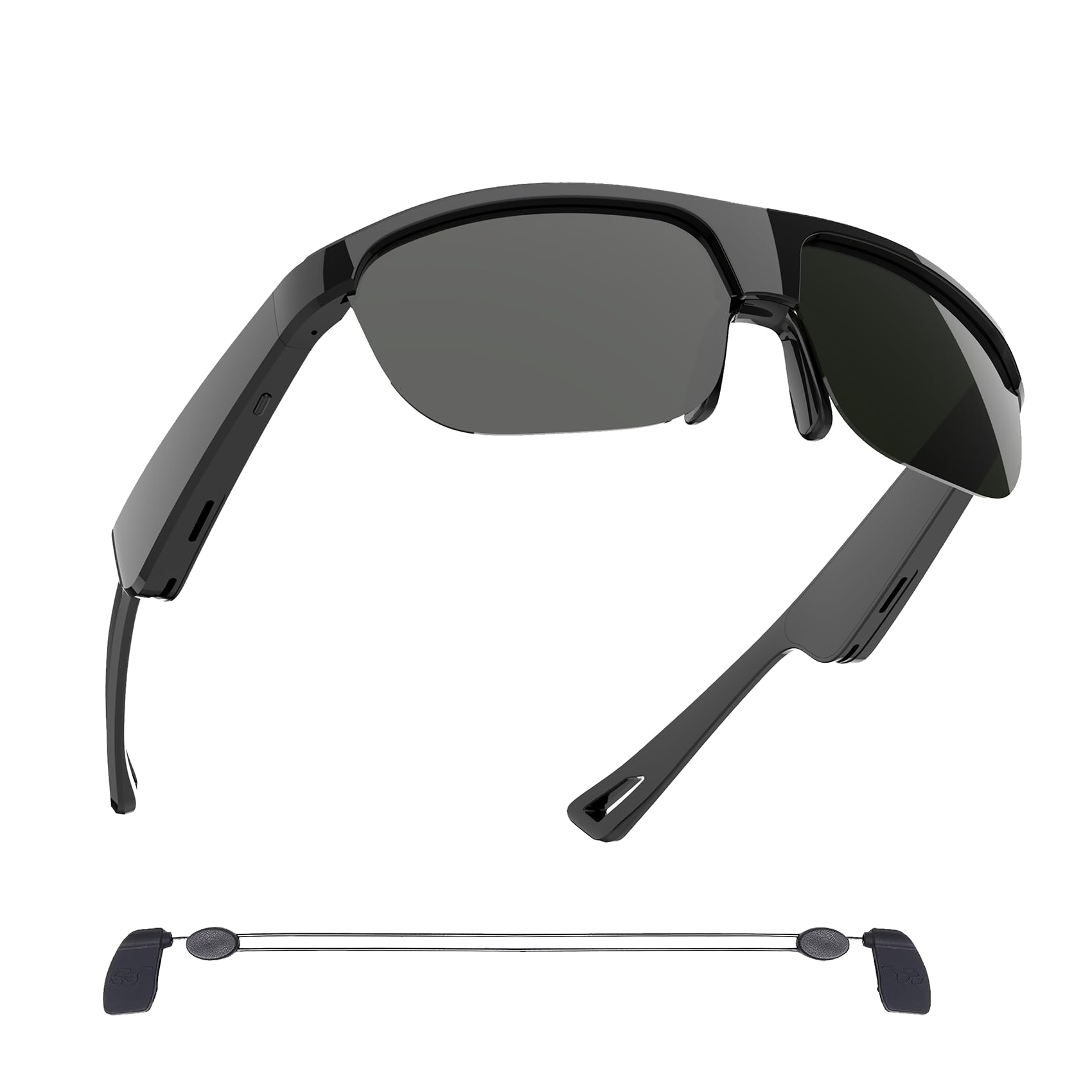 Bluetooth Audio Smart Sunglasses AI Audio Glasses with Open-Ear Speakers Hands-Free Music Calls Waterproof Sport Sunglasses with Strap