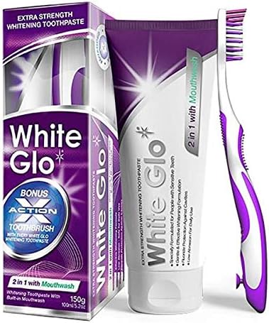 White Glo 2in1 Whitening Toothpaste with Mouthwash-100 ml (Pack of 2)