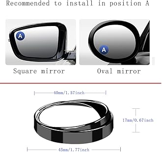 yusheng 2PCS Mini Small Blind Spot Mirror, 1.57"(40mm) Round HD Glass Convex Rear View Mirror,Strong Adhesive Mirror for Car, Van, SUV and Trucks (1-9/16"(40mm), Black frame)