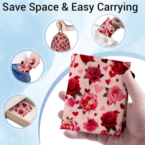 Image of Red Roses Drawstring Bag Waterproof Shoe Bags for Beach Storage Wet Cloth