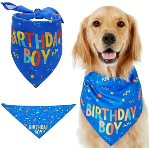 Dog Birthday Bandana Happy Birthday Dog Bandana Dog Birthday Boy Bandana Triangle Scarf Doggie Triangle Bib for Medium and Large Pet Puppy Cover