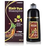 KINGMING Hair Dye Shampoo for Gray Hair 3 in 1 - Champu Con Tinte Para Canas- Herbal Ingredients Instant Color Shampoo Hair Dye for Women & Men 100% Coverage Shampoo 500ml【Chestnut Brown】