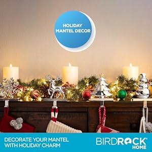 BIRDROCK HOME Christmas Stocking Holders for Mantle - Weighted Metal Hanger for Stockings & Holiday Decor - Metal Hook for Fireplace, Staircase, Shelf - Non-Scratch Base - Holiday Collection, Set of 4 BIRDROCK HOME Christmas Stocking Holders for Mantle Weighted Metal Hanger for Stockings Holiday Decor Metal Hook for Fireplace Staircase Shelf Non Scratch Base Holiday Collection Set of 4