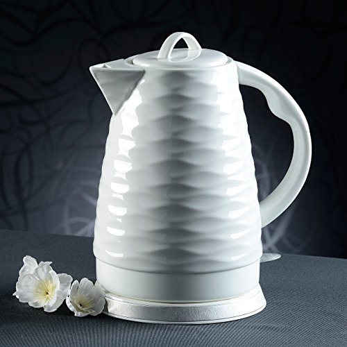 Rosenstein & Söhne Keramik Wasserkocher: Porzellan-Wasserkocher WSK-270.rtr, 1,7 Liter, 1.500 Watt (Elektrischer, schnurloser, Teekanne)