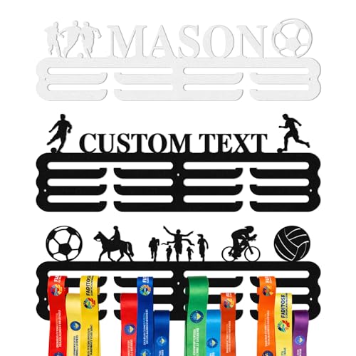 Monlyey Personalized Medal Hanger Display Custom Medal Holder with Name for Awards Ribbons Metal Custom Sports Race Plaques Hanger for Wall Mount