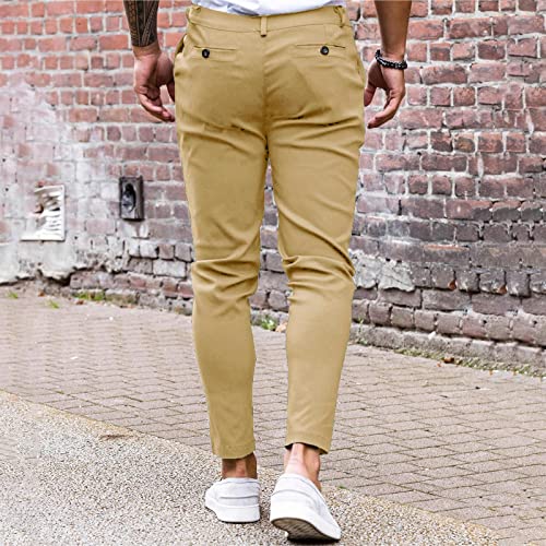 Image of Mens Chinos Slim Fit Pants Stretch Tapered Dress Pant Casual Trousers