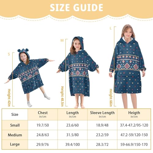 Couverture à capuche fille bleu foncé géométrique aztèque chaude - 3