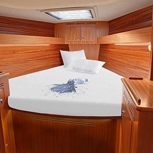 XL V Berth Mattress Protector Pad Cover White Color Fits Upto 12”inch Deep Pocket 100% Waterproof in XL V Berth Fitted Style Ultra Soft Terry Cotton Material Vinyl-Free Easily Washable