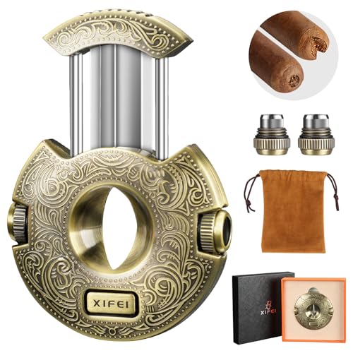 XIFEI Cigar Cutter, V-Cut Cigar Cutter Guillotine with 2 Cigar Punch