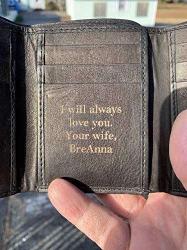 Brown Genuine Leather Tri Fold Personalized Mens Wallet Black (777)2