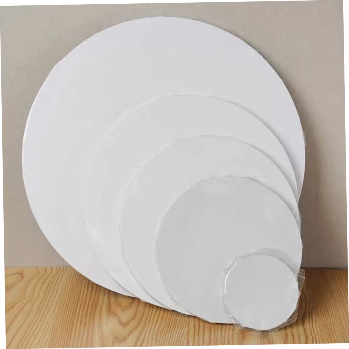 Ciieeo Marco de Madera Redondo para Lienzo de Algodón Blanco de 40cm, Grueso y Estirado, Adecuado para Pintura y Dibujo Artístico