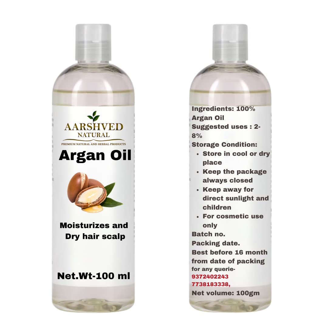 AARSHVED Argan Oil for Hair & Skin Care Cold-Pressed Organic Oil Anti-Aging Moisturizing Oil (100ml)