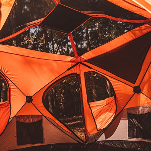 Gazelle Tents™ T4 Hub Tent, Easy 90 Second Set-Up, Waterproof, UV Resistant, Removable Floor, Ample Storage Options, 4-Person, Sunset Orange, 78" x 94" x 94"