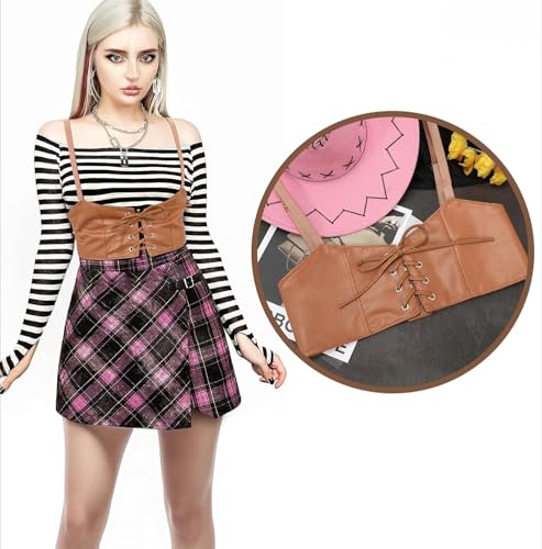 Women's Genuine Leather Waist Belt, Steampunk Underbust Corset Belt for Halloween2