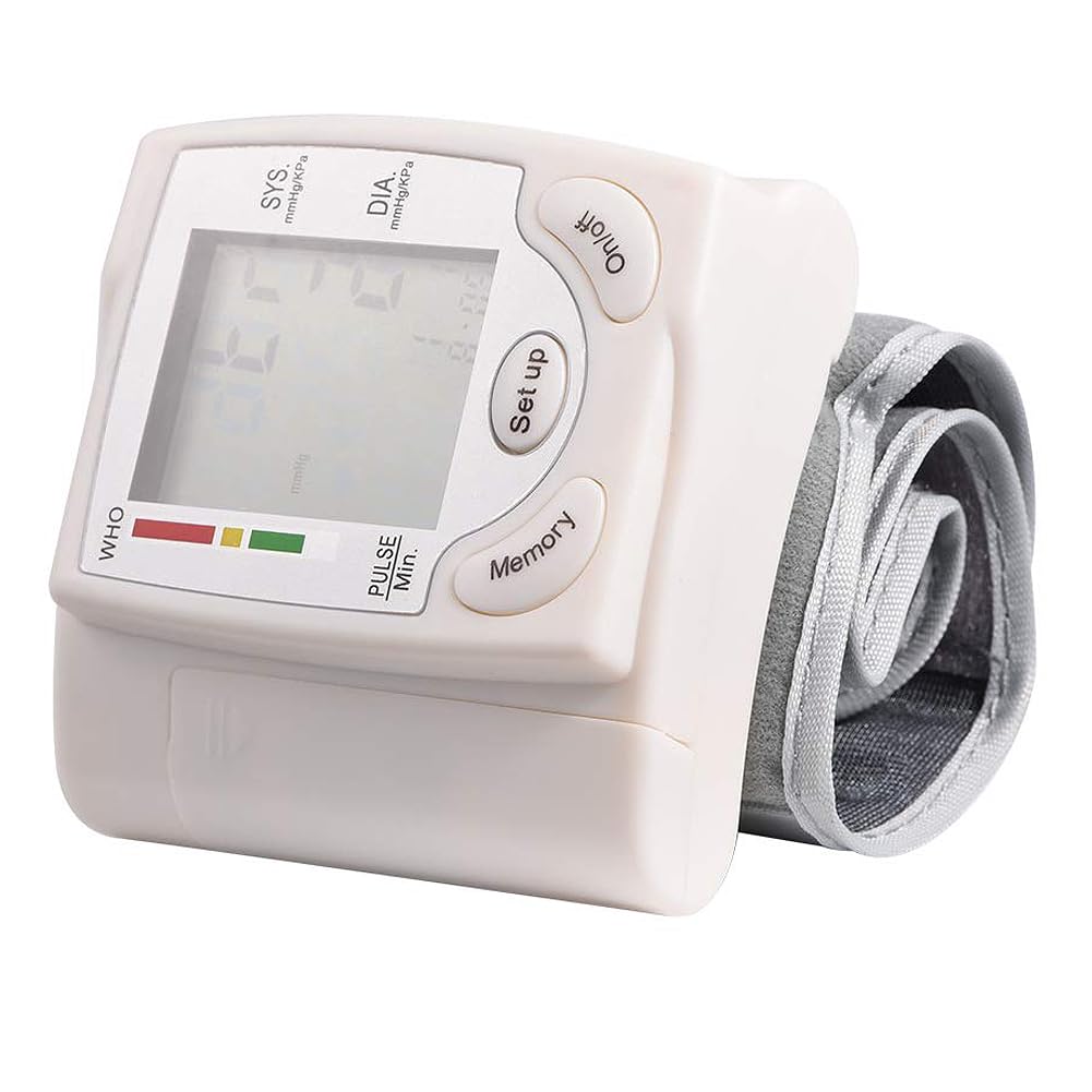 Tensiómetro de Muñeca, Lcd Digital Tensiometro de Presion Arterial+Frecuencia Cardiaca Medidor de Pulso, Tensiometro de Muñeca, para El Cuidado de Ancianos en El Hogar
