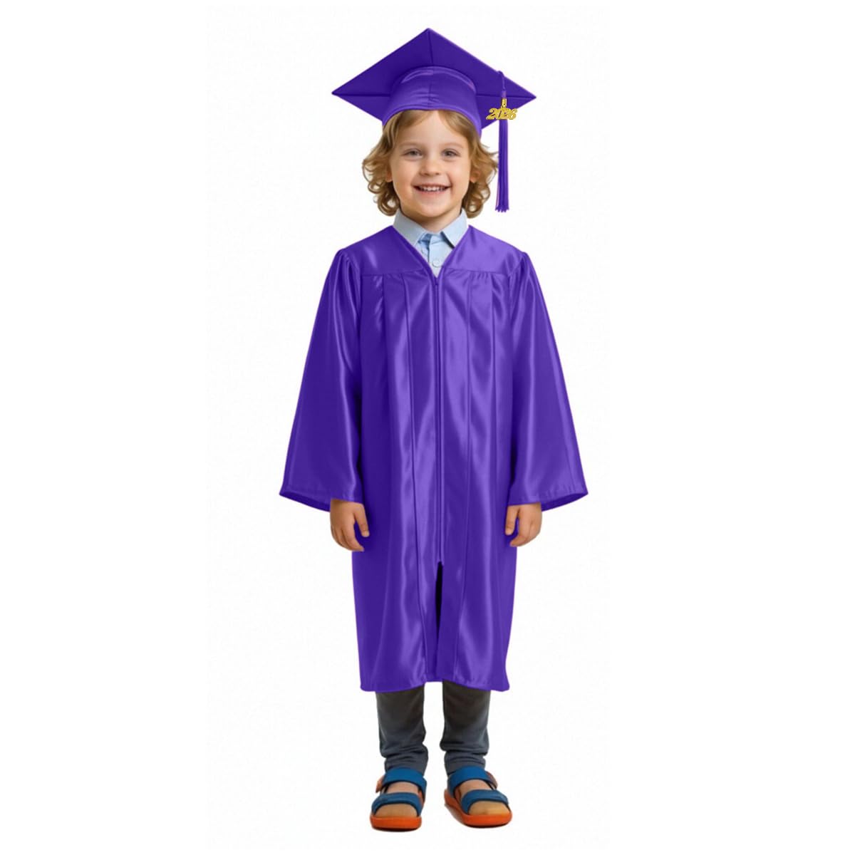 Shiny Preschool Kindergarten Graduation Cap Gown Set for Kids With 2026 2025 Tassel Charm