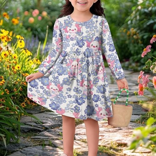 Girls' Long Sleeve Dress with Pockets Casual Button Down Midi Dresses 5-14 Years Birthday Dance Outfits4
