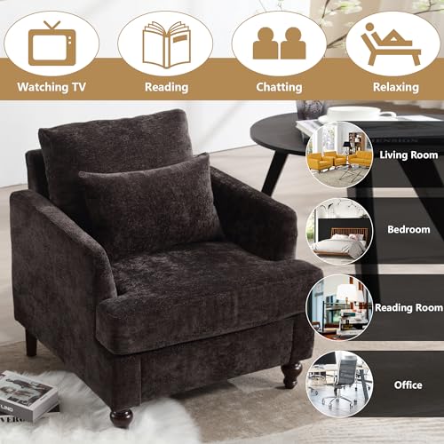 Sillón acolchonado Chenille negro moderno plegable miniatura 5