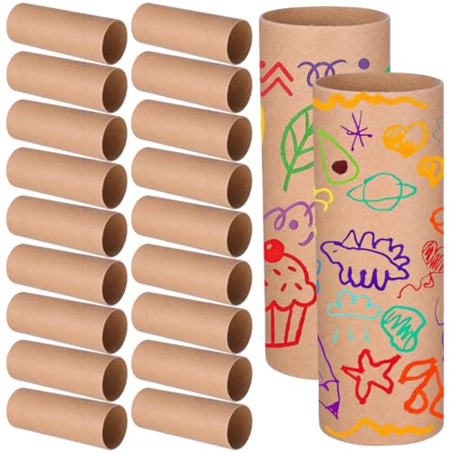 NUOBESTY 20pcs Cardboard Tubes for Crafts Paper Tubes Paintable Kraft Paper Roll 4.33x1.57 - for School DIY Craft & Art Projects