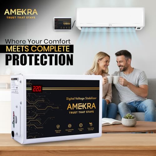 Image of 4 KVA Digital AC Voltage Stabilizer for Up to 1.5 Ton Air Conditioner | 150V-280V Working Range | Aluminium Body | Wall Mount Design | Suitable for 0.8, 1.0 & 1.5 Ton AC | 5-Year Warranty