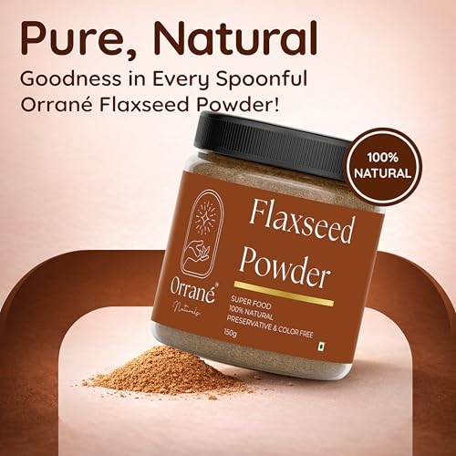 Image of Orrane Flaxseed Powder 150g Finely Ground Alsi Beej Powder for Smoothies, Baking and Cooking | Rich Omega 3 High Fibre Superfood | Supports Heart Health, Digestion & Weight Management