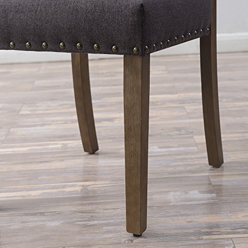 Belleze Dining Chairs, Set Of 2 Kitchen Dining Room Chairs Upholstered Parson Chairs With High Back & Nailhead Trim, Mid Century Modern Dinner Chairs - Blake (Dark Gray) #TOP3