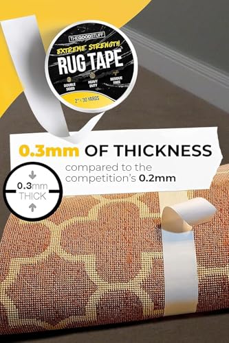 Image of The Good Stuff Double Sided Carpet Tape [2 inchx10yd] - Heavy-Duty Rug Gripper Tape - Strong Non-Slip Rug Tape for carpet, hardwood floors, Vinyl, Area Rugs, Tiles, and Concrete - No Residue, Easy Removal