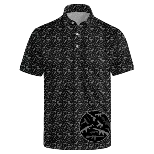 INZVKJLU Camouflage Tacticals Gun Golf Shirts for Men Polo Shirt Short Sleeve Golf Polos Shirts Quick-Dry Shirt Gifts