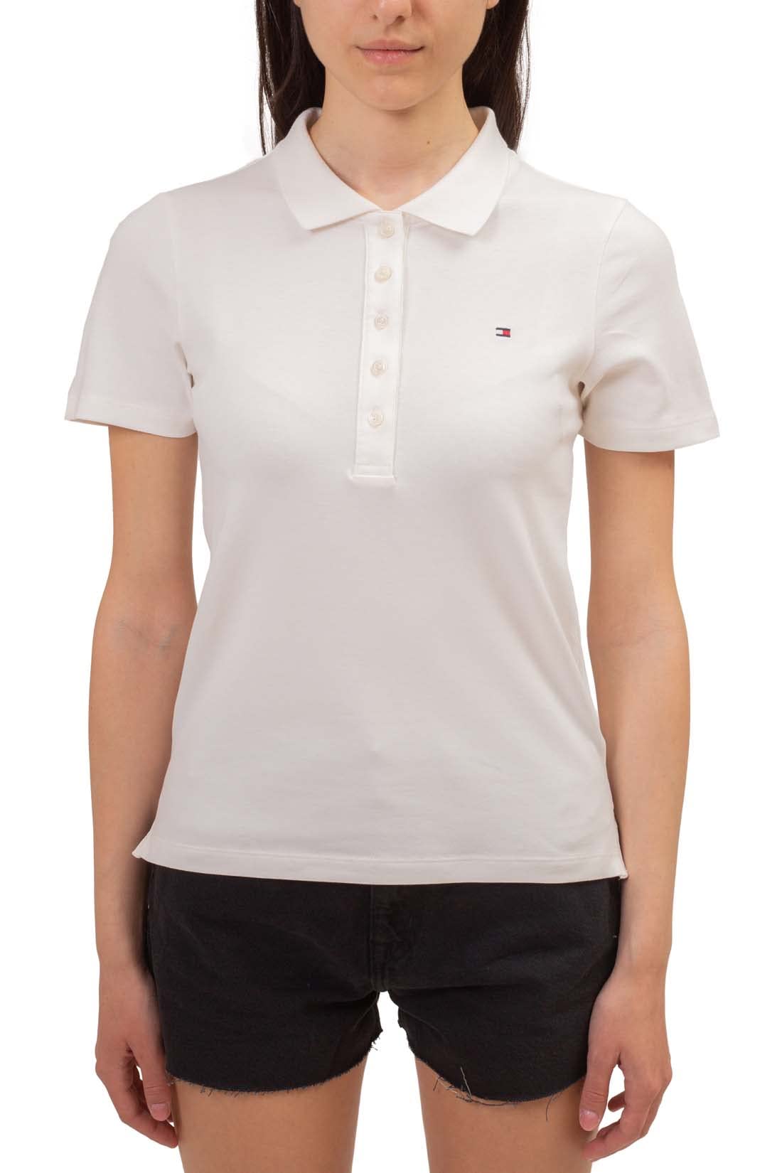 Tommy Hilfiger Damen Poloshirt Kurzarm 1985 Slim Pique Polo Ss Slim Fit