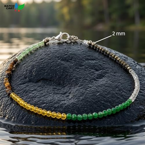 Image of Raw Pyrite, Money Magnet, Dhanyog, Garnet, Black Obsidian Evil Eye Anklet | Stone of Money, Protection & Power | Natural Healing Crystal Anklet for Women | Spiritual Jewellery for Women | Gift for Woman & Girlfriend