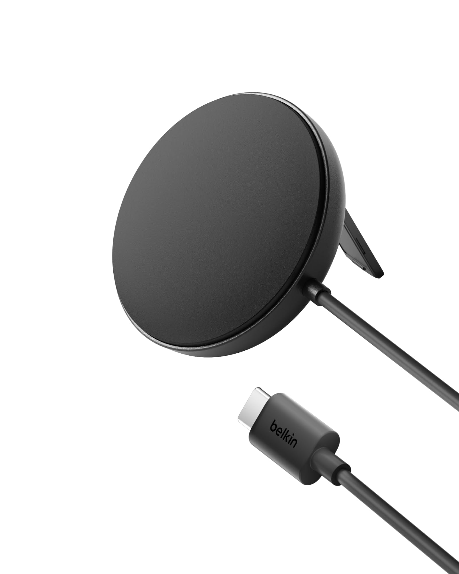 Belkin magnetyczna bezprzewodowa podkładka ładująca 15 W z podstawką – zgodna z MagSafe ładowarka Qi2 do urządzeń iPhone serii 16, Samsung Galaxy serii S25, AirPods zasilacz w zestawie – czarna