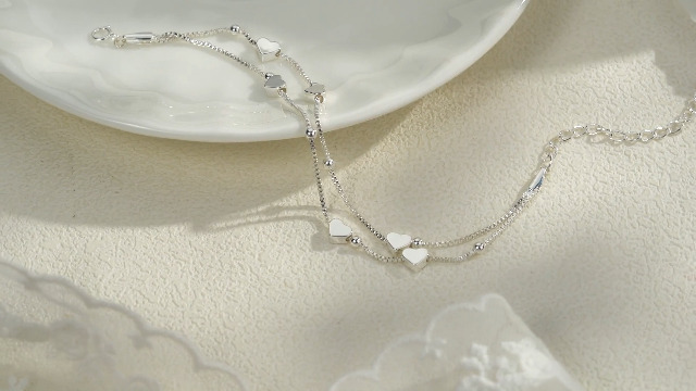CASSIECA 3 Pcs Bracciale Donna Argento,Bracciali a Catena a Corda Strati Bracciali a Catena a Maglie Impilabili e Regolabili per Donne Ragazze Regali