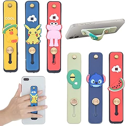 QSXX Phone Grip Holder Cell 6 PCS Smartphone Finger Holder Compatible with All Smartphones iPad, iPhone X iPhone 8, 8Plus, 7, 7Plus, Samsung S9 Note8, Huawei, Cartoon Push pull Bracket Random Color Cover