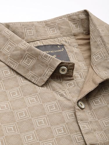Image of Majestic Man Custom Abstract Printed Pure Cotton Slim Fit Casual Shirt