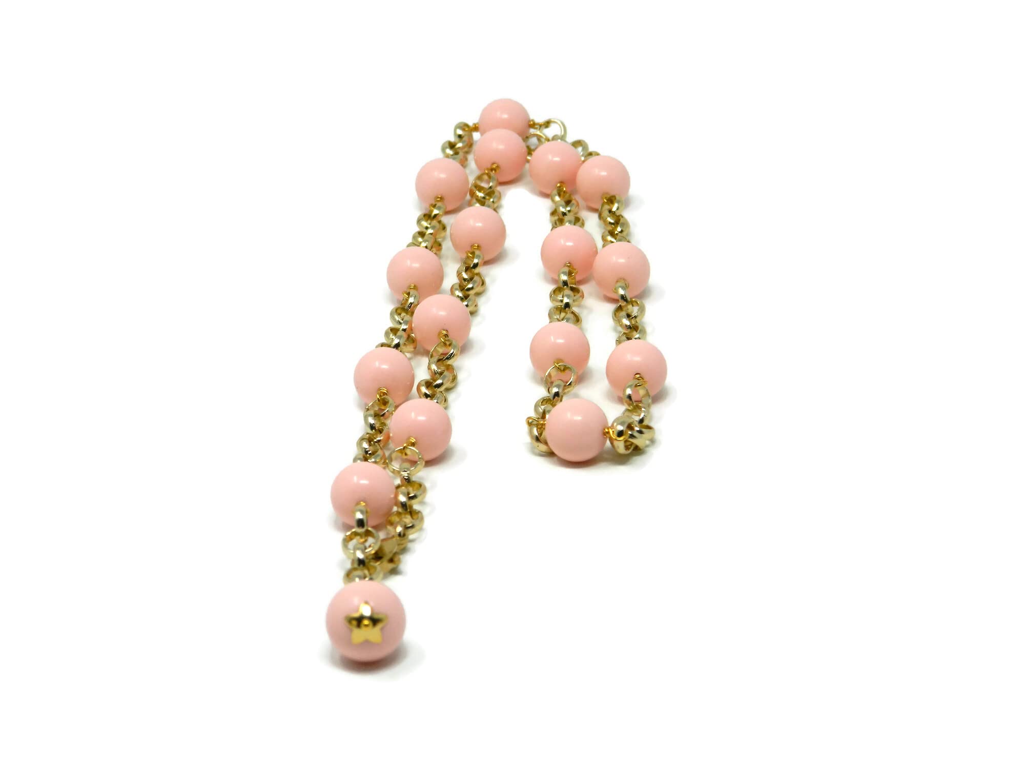 Collana Lunga Donna DodiGioielli Pasta di Corallo Rosa Chiaro 86 cm | Gioiello Artigianale, Made in Italy, Chiusura Dorata, Nickel Free