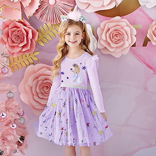 DXTON Kids Girls Dresses Long Sleeve Toddler Winter Party Tutu Dresses for 2-8T2