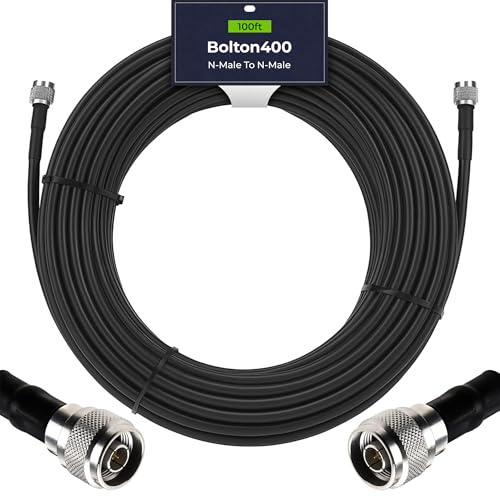 Image of Bolton400 Coaxial Cable 100ft Black, N Male to N Male - LMR400 Equivalent | Heavy-Duty Ultra-Low-Loss 50-Ohm Design for Signal Boosters, Antennas and Networking Equipment in Residential & Commercial