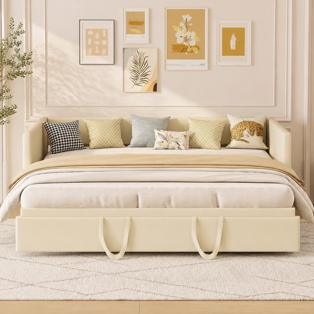 Sofá Cama Extensible 90x200/180x200 cm, Sofá Convertible Tapizado de Terciopelo, Sofá Cama Doble con Cama Extraíble, Sofá Moderno para Salón, Habitación de Invitados y Espacios Pequeños