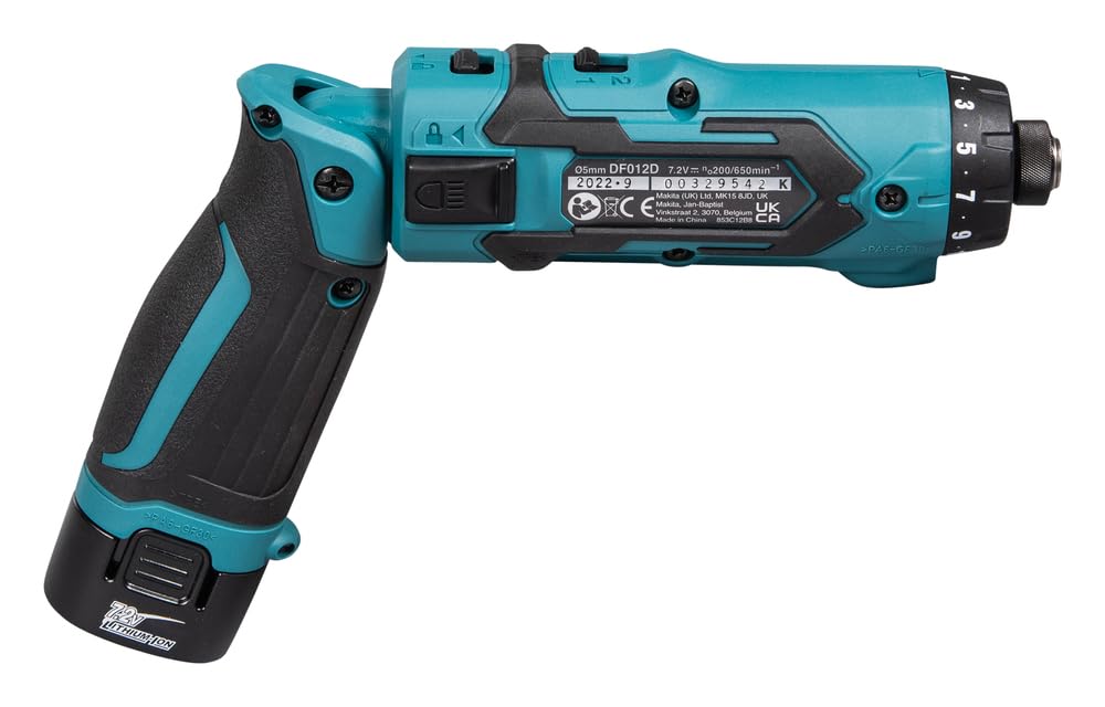Makita DF012DSJ wkrętak pistoletowy, 7,2 V, 21 ustawień momentu obrotowego, 1,5 Ah, zawiera 2 baterie i ładowarkę