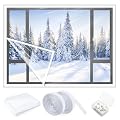 47 x 63 Inch EVA Window Insulation Kit - Heavy Duty Adjustable Film with 2 Hook & Loop Straps & 10 Thumbtacks, Reusable Thermal Insulation for Winter, Breathable Weatherproof Home Protection (S)
