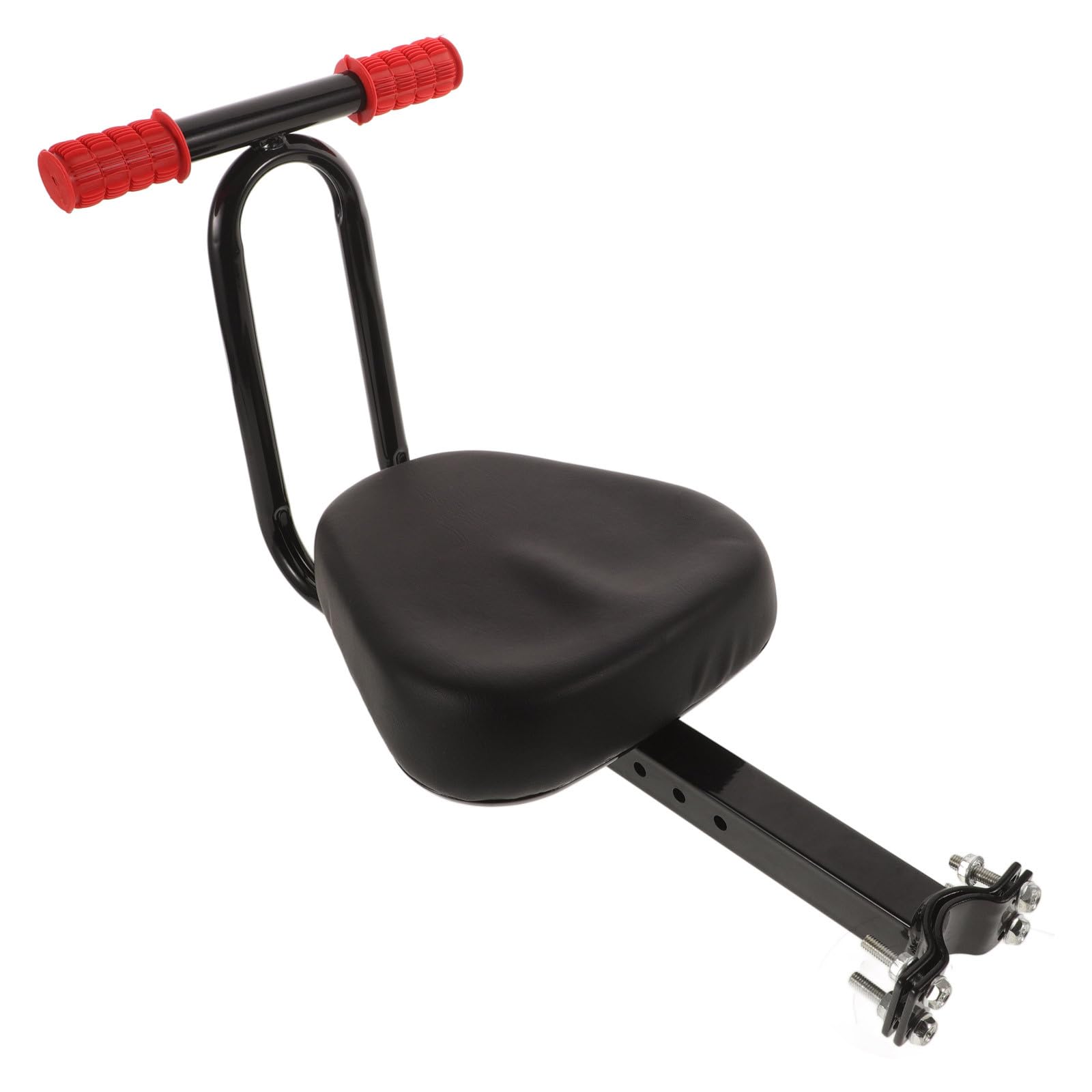 Seggiolino Anteriore per Bicicletta Bambino in Metallo Design Ergonomico e Confortevole, Adatto a Bici e Bici Elettriche, Sedile Sicuro Supporto Nero e Maniglie