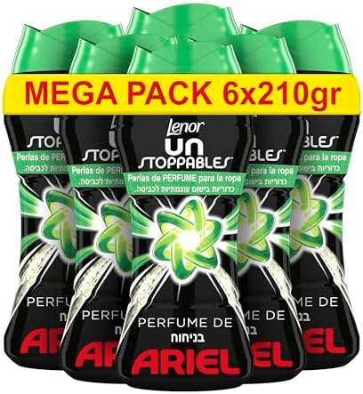 Lenor UNstoppables Perlas de Perfume para la Ropa, 93 Lavados (6 x 210 g), Perlas Suavizante Para Ropa con Fragancia Ariel, Potenciador de Frescor para el Lavado