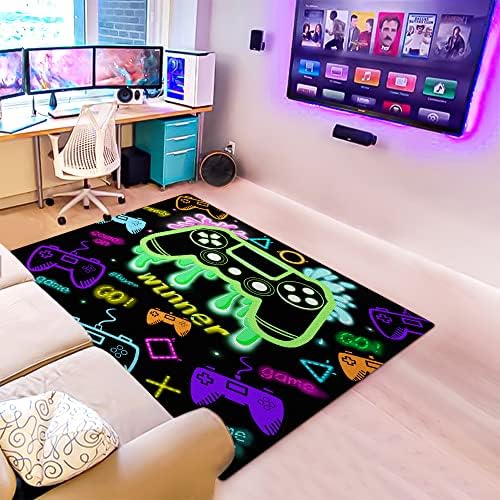 Gamer Area Rugs for Bedroom Boys Teens Kids Gaming Carpets All Saints' Day Gift for Kids Living Room Mat Home Decor Non-Slip Crystal Floor Polyester Gamer Decor Doormats - 40"x60"in
