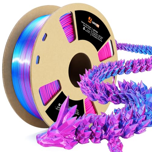 LOVOON 3D Printer Filament Dual Color Sky Blue and Rose Red, PLA Filament 1.75mm, 3D Printer Accessories Silk PLA Filame